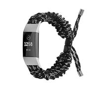 TopTen Watch Band Compatible for Fitbit Charge 2 Strap, Nylon Rope Bracelet Replacement Accessories Adjustable Wristband (Black/White)