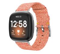 TopTen Watch Band Compatible for Fitbit Versa 3/ Sense Smartwatch, Nylon Fabric Bracelet Replacement Accessories Adjustable Wrist Strap (Orange)
