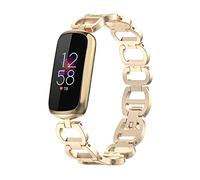 TopTen Watch Band Compatible with Fitbit Luxe Strap, Stainless Steel Adjustable Wrist Bracelet, Replacement Accessories Wristband (Champagne)