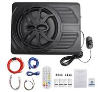 Topteng 10'' 12V Slim Under Seat Powered Car Subwoofer with 1200W Max Power, Built-in Amplifier, APP Control, Colour Light, 4Ω Impedance, Hi/Lo Input Bass Speaker fit for Car, Truck, SUV, MPV