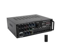 Topteng Bluetooth 5.0 HiFi Power Amplifier, 2000W Peak 400W Rated, 2.0 Channel AV Amp with FM Radio, USB SD AUX, 4 Mic Inputs, Remote Control for Home Party