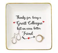 Topthink Leaving or Going Away Goodbye Gifts for Women Colleague Boss Coworker Best Friends - New Job Farewell Gift Friendship Ceramic Jewelry Holder Ring Dish Trinket Tray Thanks being a Great