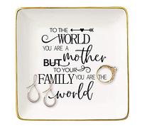 Topthink Mothers Day,Mom Gift,Mother Gifts,to The World,You are A Mom-Ceramic Jewelry Holder Ring Dish Trinket Tray,Christmas Birthday keepsake,Thank You Presents for Mum