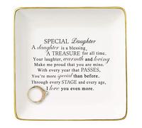 Topthink Special Daughter A Is Blessing - Ceramic Jewelry Holder Ring Dish Trinket Tray- Gifts from Mom Or Dad - Birthday Graduation Christmas for Bouns in Law