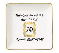 Topthink The One Where You Turn 30 Happy Birthday- Funny 30th Birthday Gift for Women,Her,Best Friend,Coworker -Turn Thirty Gift-Ceramic Jewelry Holder Ring Dish Trinket Box Tray-Friends TV Show
