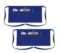 TOPTIE 2 Pack Waitress Waiter Server Bistro Waist Apron with 3 Pockets, Restaurant Kitchen Chef Half Aprons, 24" W x 12" H-Blue