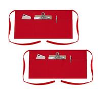 TOPTIE 2 Pack Waitress Waiter Server Bistro Waist Apron with 3 Pockets, Restaurant Kitchen Chef Half Aprons, 24" W x 12" H-Red