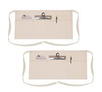TOPTIE 2 Pack Waitress Waiter Server Bistro Waist Apron with 3 Pockets, Restaurant Kitchen Chef Half Aprons, 24" W x 12" H-Khaki