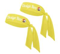 TOPTIE 2 PCS Custom Tie Back Headband Yellow Sports Headband Ninja Tie Headband for Tennis Running