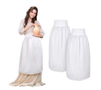 TOPTIE 2 PCS Waist Aprons, Cosplay Long Vintage Server Half Apron, Cotton Victorian Apron Costume Maid Apron for Party-White-Adult Medium
