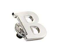 TOPTIE 26 Alphabet Letters A-Z Collar Brooch Label Pins Metal Suit Brooch Badge for Business Wedding- Silver Letter B