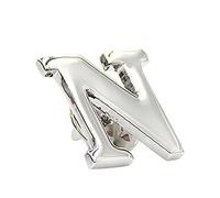 TOPTIE 26 Alphabet Letters A-Z Collar Brooch Label Pins Metal Suit Brooch Badge for Business Wedding- Silver Letter N