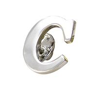 TOPTIE 26 Alphabet Letters A-Z Collar Brooch Label Pins Metal Suit Brooch Badge for Business Wedding- Silver Letter C