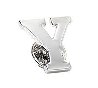 TOPTIE 26 Alphabet Letters A-Z Collar Brooch Label Pins Metal Suit Brooch Badge for Business Wedding- Silver Letter Y