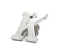 TOPTIE 26 Alphabet Letters A-Z Collar Brooch Label Pins Metal Suit Brooch Badge for Business Wedding- Silver Letter K