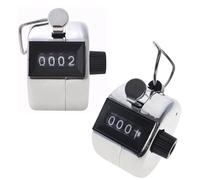 TOPTIE 2PCS Hand Tally Counters, 4 Digital ABS Click Counter for Sport Stadium Coach and Other Event-Silver