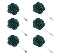 TOPTIE 6 PCS Men's Lapel Flower Pin Rose Pins for Wedding Boutonniere Stick- Green