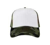 TOPTIE Blank 5 Panel Trucker Hat Foam Front Mesh Back 2 Tone Trucker Snapback Hat-White Camo