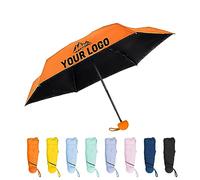 TOPTIE Custom Mini Travel Umbrella, Add Your Name Logo on Compact Umbrella for Sun & Rain - Orange