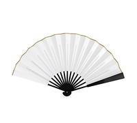 TOPTIE Large White Silk Folding fan, Chinese Bamboo Hand Fan, Vintage Fabric Fans for Men and Women, Performance Dance, Halloween Decorations, Cosplay