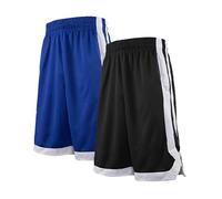 TOPTIE Men's 7" Mesh Basketball Shorts with Pockets, 2-Tone Active Athletic Shorts, Workout Shorts for Adult-2 Pack Black/Blue-XXL