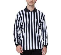 TOPTIE Men's Official Long Sleeve Black & White Striped Referee Shirt, Pro-Style Ref Umpire Jersey-XL