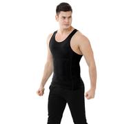 TOPTIE Men's Slimming Body Shaper Compression Shirt, Shapewear Sculpting Vest Muscle Tank-Black-S