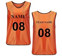 TOPTIE Personalised Soccer Pinnies Scrimmage Training Vest Custom Football Jersey Sports Bibs for Adults and Youth-Orange-YM