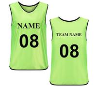 TOPTIE Personalised Soccer Pinnies Scrimmage Training Vest Custom Football Jersey Sports Bibs for Adults and Youth-Green-YS