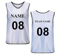 TOPTIE Personalised Soccer Pinnies Scrimmage Training Vest Custom Football Jersey Sports Bibs for Adults and Youth-White-L