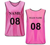 TOPTIE Personalised Soccer Pinnies Scrimmage Training Vest Custom Football Jersey Sports Bibs for Adults and Youth-Pink-L