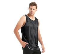 TOPTIE Reversible Basketball Jerseys Men's Tank Top Mesh Tank Lacrosse Jersey for Adult Youth-Black/White-S