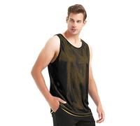 TOPTIE Reversible Basketball Jerseys Men's Tank Top Mesh Tank Lacrosse Jersey for Adult Youth-Black/Yellow-S