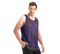 TOPTIE Reversible Basketball Jerseys Men's Tank Top Mesh Tank Lacrosse Jersey for Adult Youth-Purple/Yellow-XL