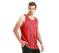 TOPTIE Reversible Basketball Jerseys Men's Tank Top Mesh Tank Lacrosse Jersey for Adult Youth-Red/White-L