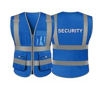 TOPTIE Security 9 Pockets Hi Vis Safety Vest-Blue-L