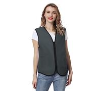 TOPTIE Supermarket Uniform Vest Zipper Volunteers Event Vest Unisex Waistcoat-Gray-XL
