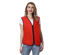 TOPTIE Supermarket Uniform Vest Zipper Volunteers Event Vest Unisex Waistcoat-Red-2XL