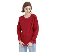 TOPTIE Women's Crewneck Pom Pom Pullover Jersey Youth Long Sleeve Game Day Jersey Tee Shirt Blank-Red-XL