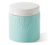 Toptier Butter Crock for Counter With Water Line, On Demand Spreadable Butter, Ceramic Butter Keeper to Leave On Counter, French Butter Dish with Lid (Blue Leaf)