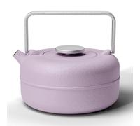Toptier Teapot with Removable Infuser, Cast Iron Tea Kettle Stovetop Safe, Solid Geometry Cylinder Design Tea Pot Coated with Enameled Interior for 27 Ounce (800 ml), Purple
