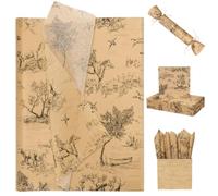 Toptime 100 Sheets Tissue Paper for Wrapping Gifts, Vintage Village Brown Tissue Paper for Packaging & Gift Bags, Retro French Toile Bouquet Wrapping Papers for Birthday, DIY Craft, Party (50x35cm)