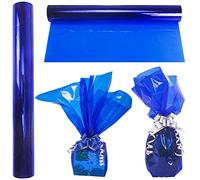 TOPTIME Cellophane Wrap Roll Royal Blue | 100’ Ft Long X 16” in. Wide | 2.3 Mil Thick Transparent Royal Blue | Gifts, Baskets, Treats Cellophane Wrapping Paper | Colorful Cello Décor, Decorations