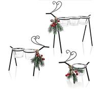 Toptime Christmas Candle Holders, Reindeer Shaped Tea Light Candle Holders Set of 3, Glass Votive Candle Holder, Matal Tealight Holders for Table Centrepiece, New Year, Party Supplies, Home Decor