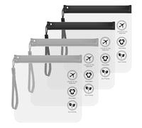 Toptime Clear Travel Toiletries Bag, 4 PCS Airport Security Liquids Bags 20 x 20cm, TSA Approved Clear Toiletry Bag, Waterproof & Leakproof Makeup Bag, Travel Essentials Wash Bag for Women, Men