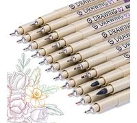 Toptime Fineliner Pens 21 Pack, 10 Black Felt Tip Pens with Different Nib Sizes, 11 Colored Art Pens in 0.45mm, Technical Fine Point Drawing Sets Waterproof Brush Pen for Artists Sketching Designing