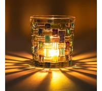 Toptime Tea Light Holder, Stained Glass Candle Holder with Woven Pattern, Romantic Colorful Votive Candle Holder, Clear Mosaic Tealight Holder for Christmas Table Centrepiece, Party, Home Decor