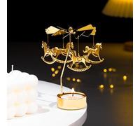 Toptime Tealight Holders, Rotary Candle Holders Carousel Themed, Gold Metal Carousel Candle Holder, Decorative Home Accessories for Table Centerpiece, Christmas, Valentine's Day
