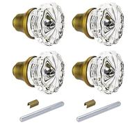 Toptoo 2 Sets Glass Door Knobs - Old Style, Vintage Crystal, Antique Brass Finish