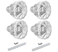 ToPToToo 2 Sets Glass Door Knobs Interior, Old Style Door Knob Replacement, Vintage Crystal Door Knobs, Antique Mortise Door Knobs, Brushed Nickel Finish